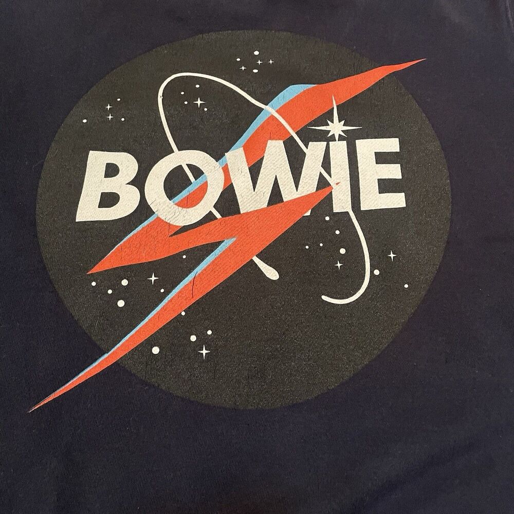 David Bowie NASA Logo Blue Men’s Sweatshirt L Bolt Ziggy Stardust Space Oddity
